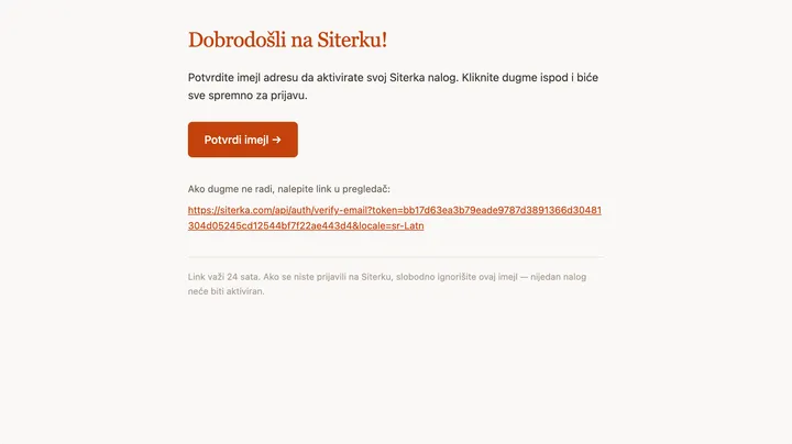 Ekran Proverite poštu sa istaknutom imejl adresom.