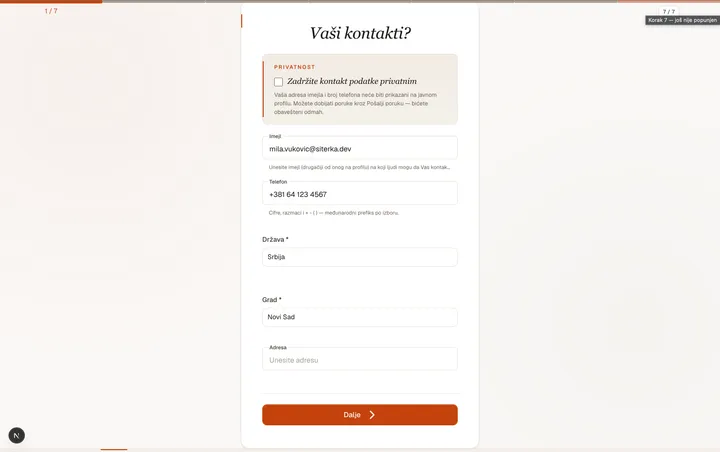 The /my-post page on first visit, showing step 1 of the wizard with empty fields.